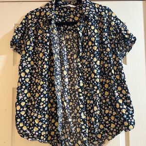 SO Navy Floral Patterned Top